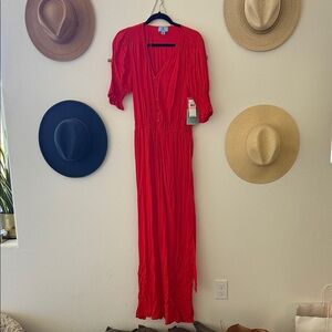 CeCe Vibrant Red Maxi Jumpsuit